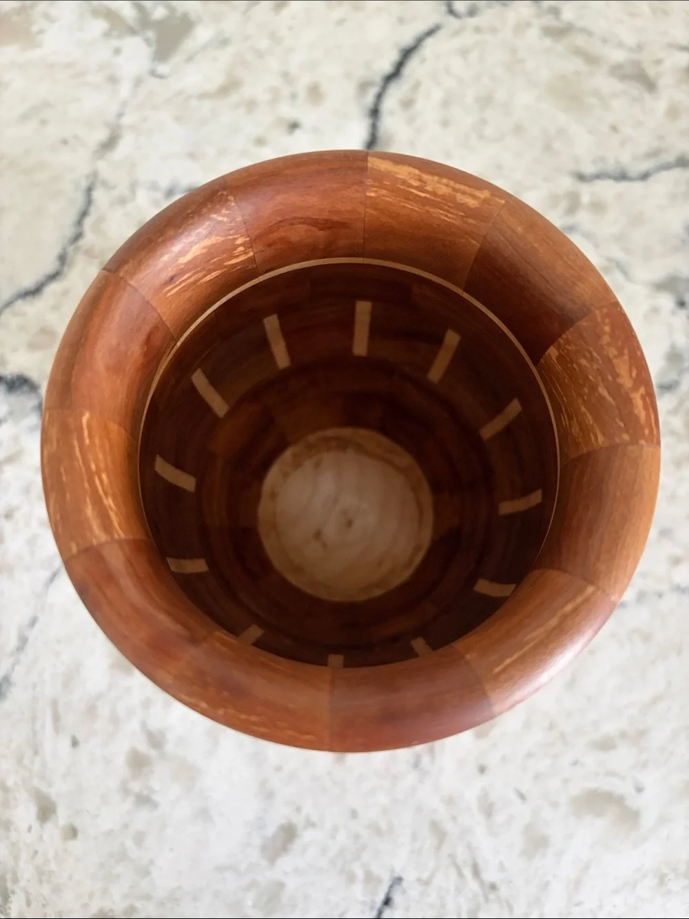 Beautifully Hand-turned Wood Vase with Faux Plant